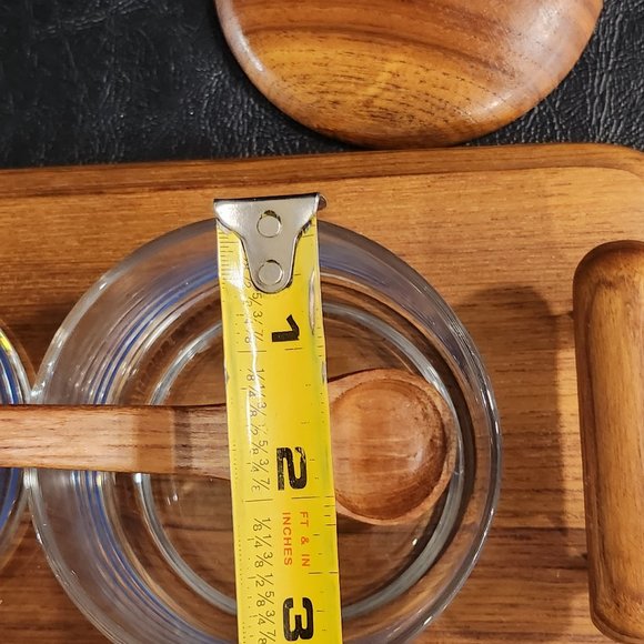 Mid Century Danish Modern 1969 Teak Condiment Set With Tray And Spoons - Picture 7 of 8